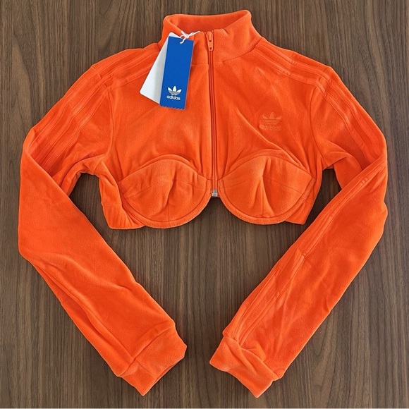 NWT Adidas x  JEREMY SCOTT VELOUR TRACK TOP Cropped Sweat Shirt Jacket Women’s - Picture 5 of 8